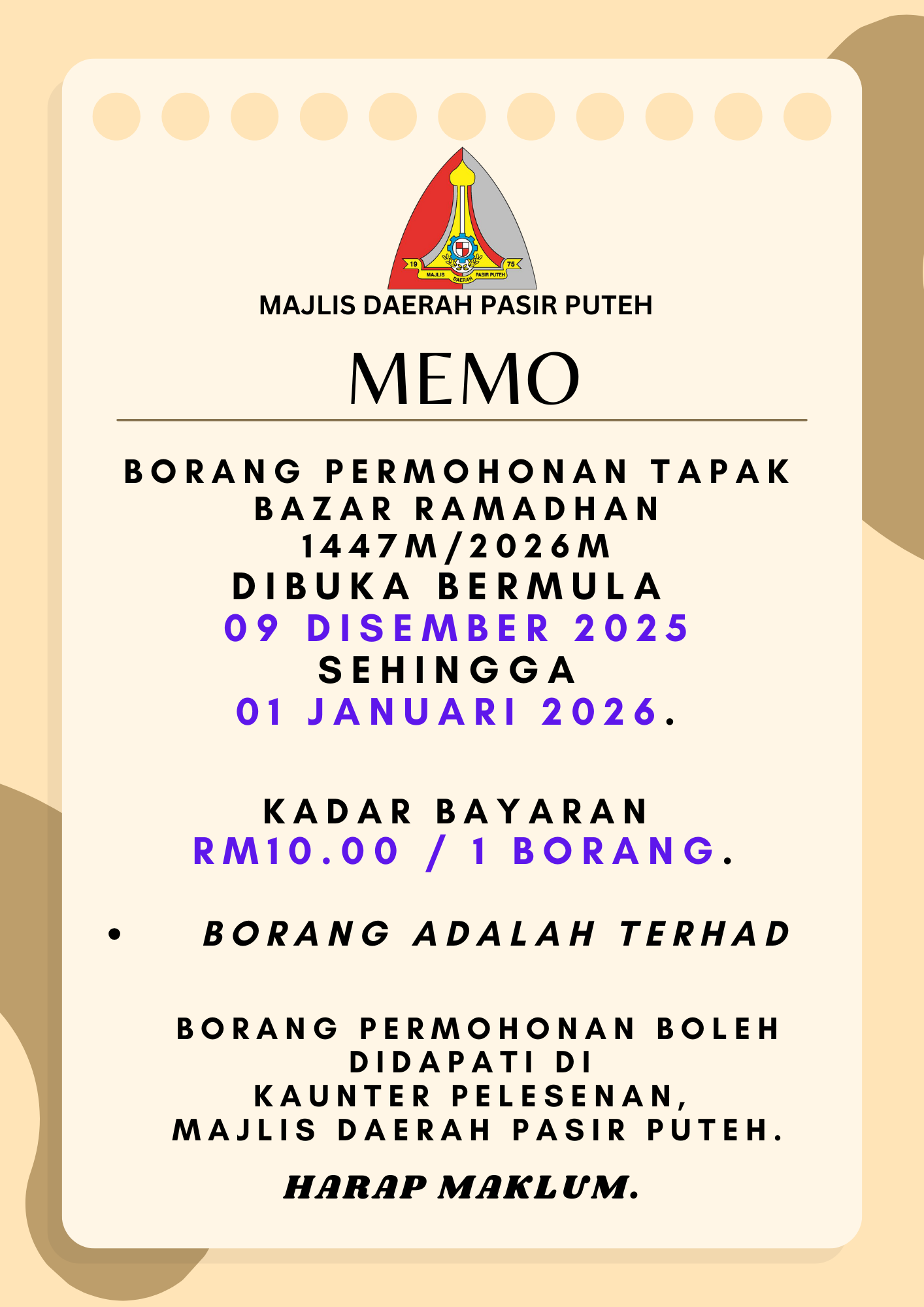 MEMO PENUTUPAN KAUNTER HASIL HUJUNG TAHUN