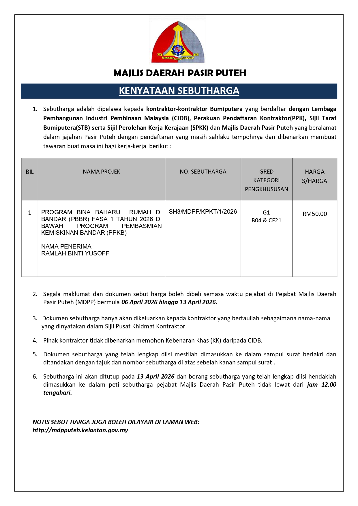 KENYATAAN SEBUTHARGA page 0001